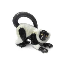 Northern Rose Lemur - Black and White Ruffed Lemur- Miniature Porcelain Figurine picture