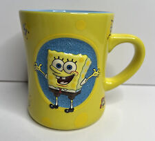 Spongebob Squarepants 2006 Yellow Embossed Ceramic Mug Universal Studios 16oz picture