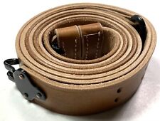 WWII US M1 GARAND RIFLE LEATHER RIFLE CARRY SLING-NATURAL, 1 INCH picture