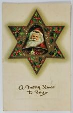 Christmas Greetings Santa in A Star 1910 to Mt Sterling OH Emboss Postcard R15 picture