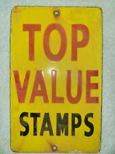 TOP VALUE STAMPS PORCELAIN SIGN MAIL POSTAL SERVICE OFFICE PLATE GAS OIL  picture