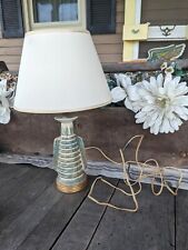 Vintage 1950s MCM Atomic Blue-ish/Green/Gold Speckled Ceramic Table Lamp picture