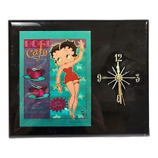 Betty Boop Cafe Wall Clock Black Lacquered Wood Latte Mocha Coffee Theme Vtg picture