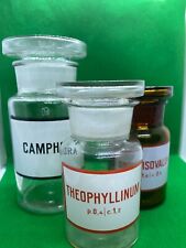 Pharmacy Apothecary Bottles Glass Set of 3 pcs Chemical Vintage picture