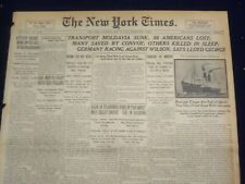 1918 MAY 25 NEW YORK TIMES - TRANSPORT MOLDAVIA SUNK; 56 AMERICANS LOST- NT 8189 picture