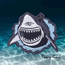 New Shark Attack Iron On Horror Embroidered Gothic Biker Patch picture