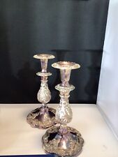 One Pair Of Authentic  Silver plated  Reproductions Candle Holders. picture
