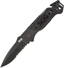 SOG Escape Black Handle Partially Serrated Folding Knife FF25CP picture