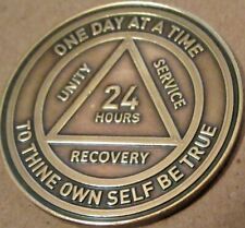 Alcoholics Anonymous AA 24 hour Bronze Medallion Token Coin Chip Sobriety Sober picture