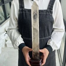 ALL 3.38LB Natural Clear Smoky Quartz Obelisk Crystal Wand Point Healing TQS9082 picture