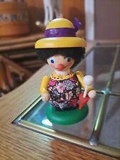 Vtg Steinbach Bar Maid Waitress Red Feather Hat Wood German Christmas Ornament picture