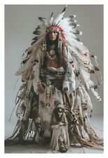 GORGEOUS YOUNG NATIVE AMERICAN LADY WEARING FEATHER CLOTHING 4X6 FANTASY PHOTO picture
