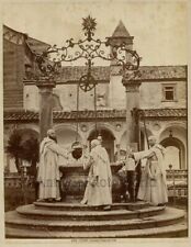Florence Certosa monks by well antique photo Italy picture