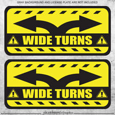 2x Wide Turns sticker decal - truck vehicle label caution warning weatherproof picture