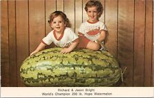 'World's Champion 200 lb. Hope Watermelon Arkansas' ~ Vintage POSTCARD picture