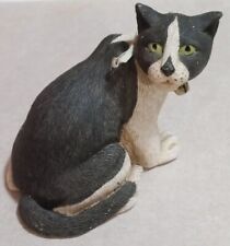 Vintage Marty Sculpture Cat Black & White With Bell Collar RARE  picture