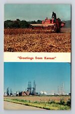 Lyndon KS-Kansas Greetings Scenic Pictures a couple Fields Vintage Postcard picture