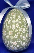Green Flowers Easter Egg w/ Ribbon Ornament picture