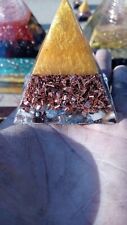 Large Golden Cap Copper Orgonite Pyramid Energy Protection EMF Shielding picture
