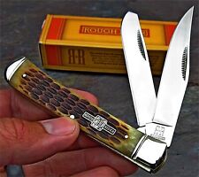 Rough Rider Amber Jigged Bone 2 Blade Traditional Folding Trapper Pocket Knife picture