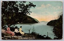 Picnicing at West Point On the Hudson River New York — Antique Postcard c. 1916 picture