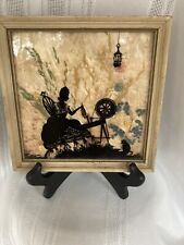 Vintage Milkweed Reverse Painted Girl Spinning Wheel Fisher Pictures picture