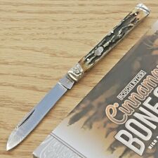 Rough Ryder Doctors Folding Knife Damascus Steel Spear Blade Stag Bone Handle picture