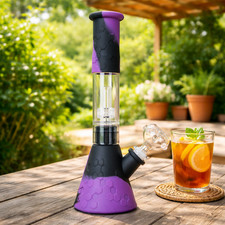 12" Heavy Duty Glass Bong Silicone Water Pipe Tobacco Smoking Beaker 14MM Bowl picture