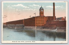 Vintage Postcard Wood & Ayer Mills Lawrence Mass Clock Tower Factory 1921 picture