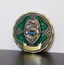 Lucky St Michael Protect Us Irish Clover Challenge Coin- Police Officer 1.75 