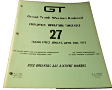 APRIL 1978 GRAND TRUNK WESTERN RAILROAD EMPLOYEE TIMETABLE #27 picture