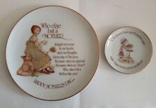 Holly Hobbie Happy Mothers Day Plates Collectible Porcelain 1970s Vintge Lot 2 picture