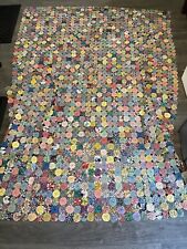 Vintage Yo Yo Bed Quilt Coverlet Handmade 1930's- 1940's Large Multicolor Circle picture