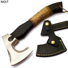 HAND FORGED CARBON STEEL HATCHET TOMAHAWK OUTDOOR HUNTING VIKING AXE WITH SHEATH picture