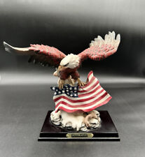 Classic Wildlife Collection Bald Eagle W/ American Flag - Wood Base Patriotic picture