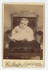 Antique Circa 1880s Cabinet Card Adorable Baby Sitting in Chair Columbia, PA picture