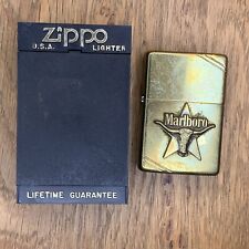 Vintage Zippo 1989? Marlboro Longhorn Head Skull Star Brass Lighter Unfired Read picture