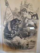 Vintage Harpers Weekly 5/25/1878 Framed  Etching .The Quack Frog. Collectors Art picture