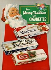SANTA CLAUS SAY'S MERRY CHRISTMAS BY CIGARETTES VINTAGE ADVERTISING 11X17 POSTER picture
