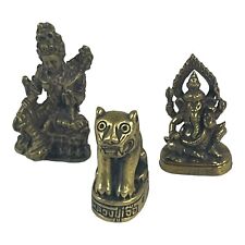 Lot magic yant Tiny Tiger LP Jua Thai mini brass talisman amulet life protection picture