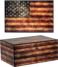 Old Glory American Flag 100 Cigar Count Humidor w/ Humidifier + Hygrometer  picture