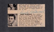 Roddy McDowall autographed signed autograph clipping cut signature mounted (JSA) picture