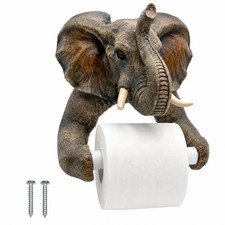 Comfy Hour 9-Inch Grey Elephant Figurine Style Toilet Paper Holder picture