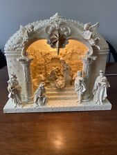 Kirklands Holiday Tabletop Lighted Nativity Scene Bisque Sculpture RARE picture