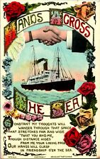 Vtg Postcard - Hands Across The Sea - Beagles' Postcards - Ship Roses Handshake picture
