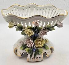 Vintage German Reticulated Pedestal Ceramic Compote 1931-1946 Small Centerpiece picture
