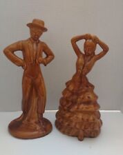 Vintage Spanish Style Flamenco Dancers Caranel Color Ceramic Figurines  picture