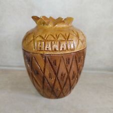 Vintage Hawaiian Pineapple Bowl Vase Candy Jar Wooden Souvenir 90s picture