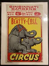 Original 1960s Clyde Beatty Cole Bros Circus Poster In Cincinnati, OH. Elephants picture