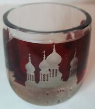 Ant. Bohemian Cut to Clear Ruby Flash Souvenir Toothpick Holder or 1oz Cordial picture